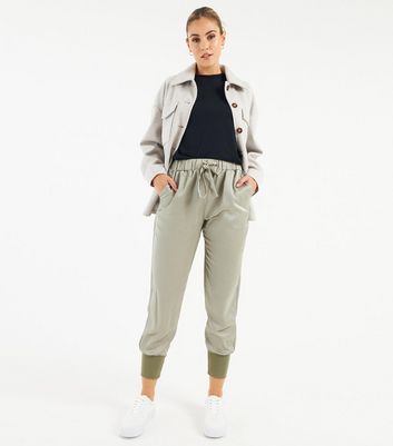 Satin cuffed sale joggers