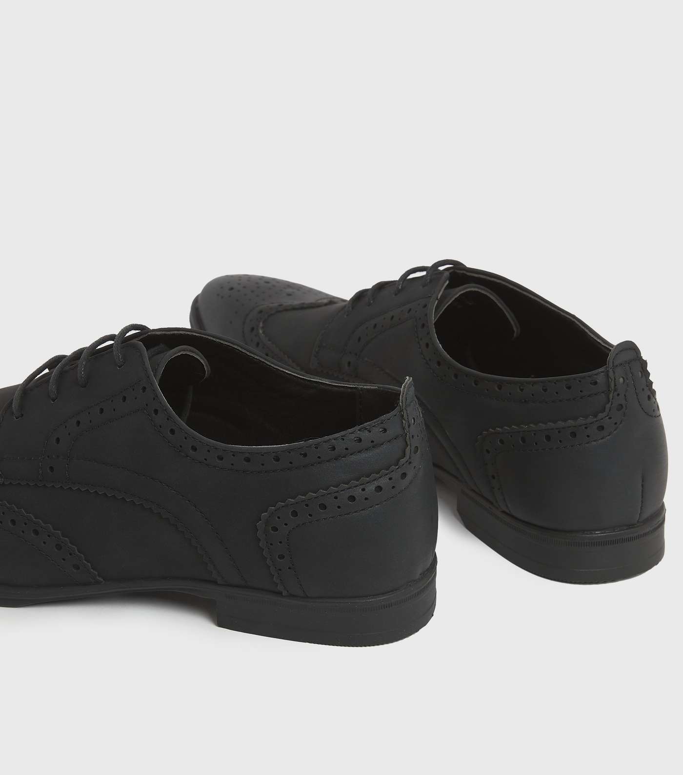 Black Perforated Lace Up Brogues Image 4