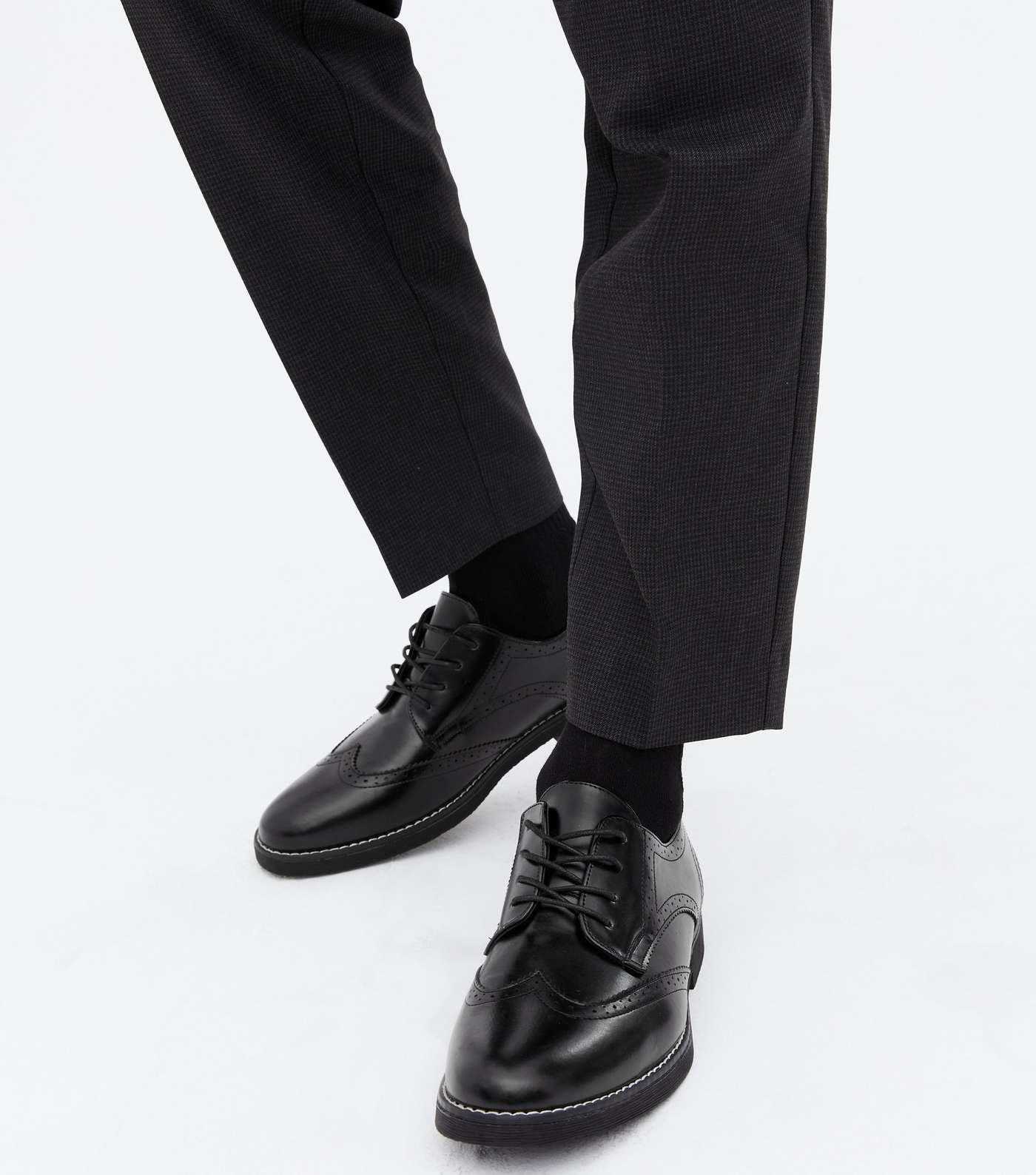 Black Perforated Chunky Brogues Image 2