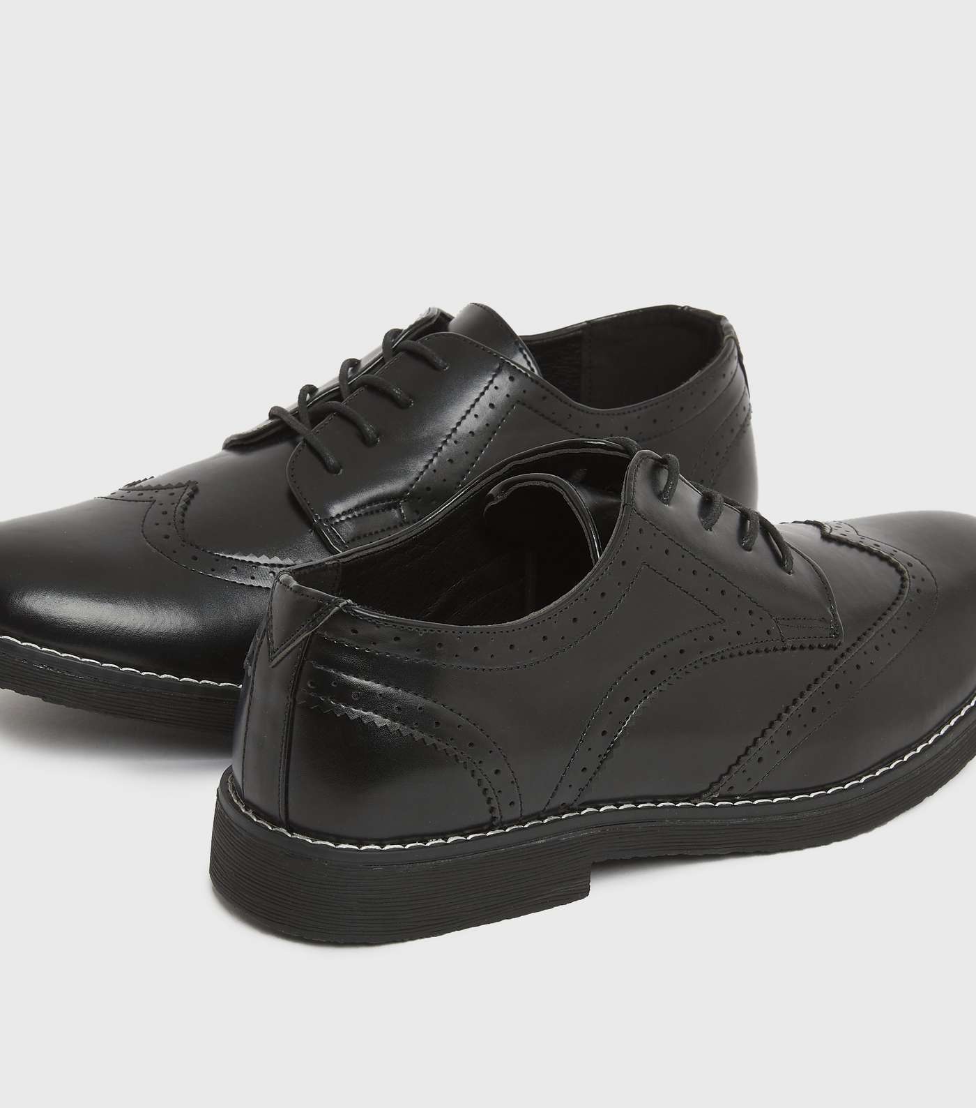 Black Perforated Chunky Brogues Image 4
