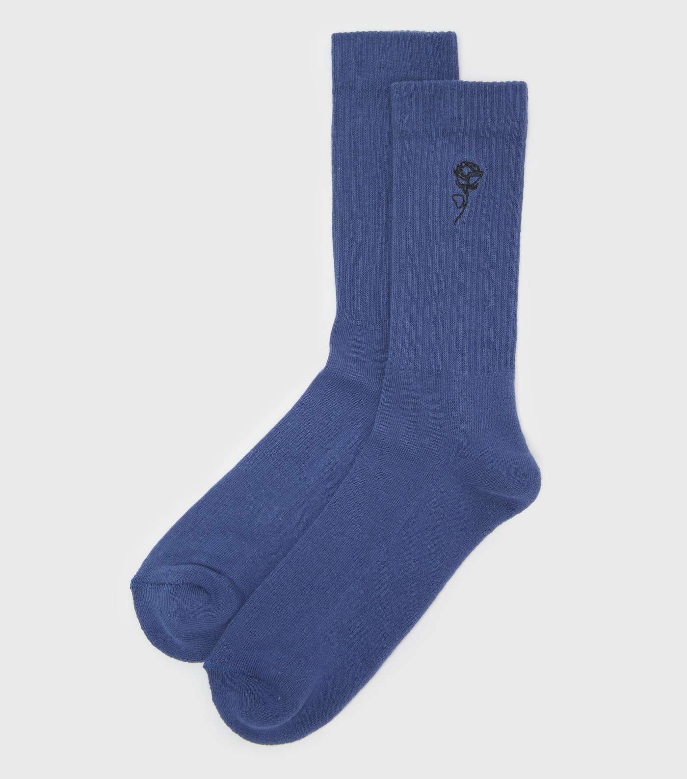 Blue Rose Embroidered Socks