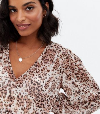 Maternity Brown Leopard Print Chiffon 