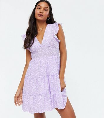 motel elara mini dress lilac floral