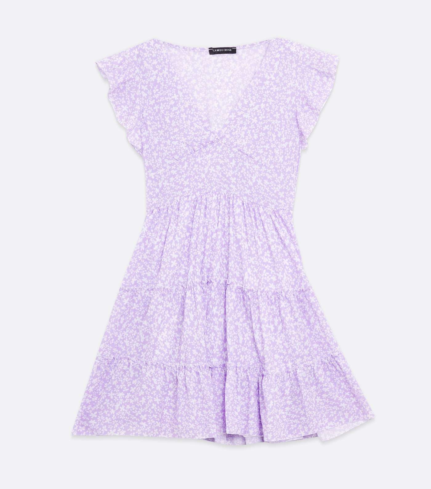 Cameo Rose Lilac Ditsy Floral Tiered Mini Dress Image 5