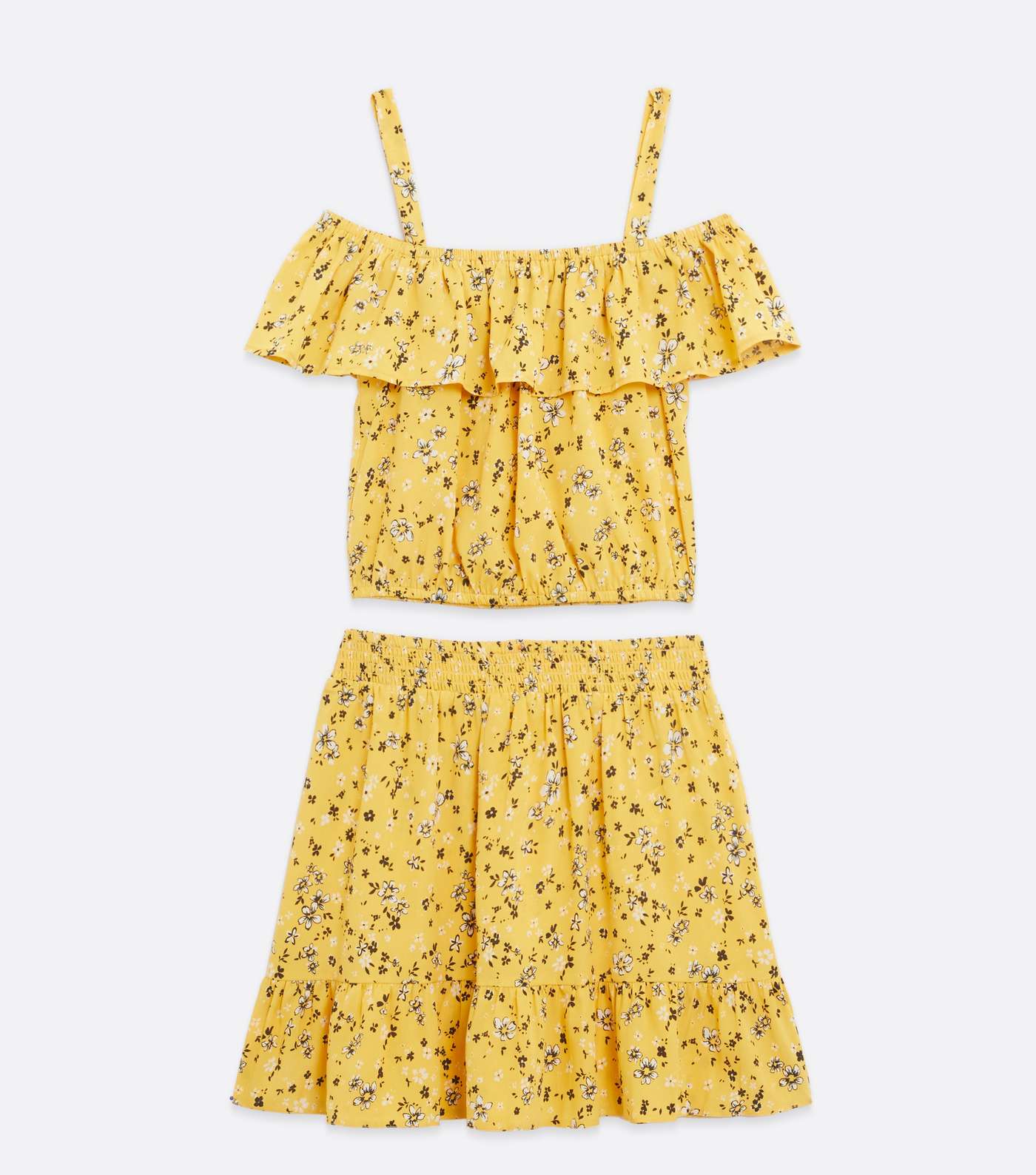 Girls Yellow Ditsy Floral Top and Skirt Set Image 5