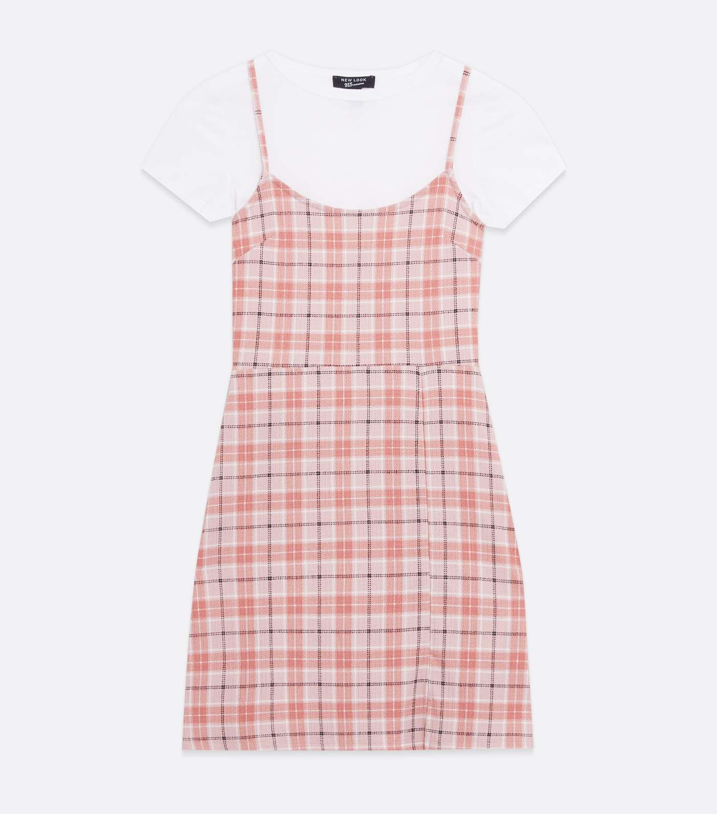 Girls Pink Check 2 in 1 Cami Dress Image 5