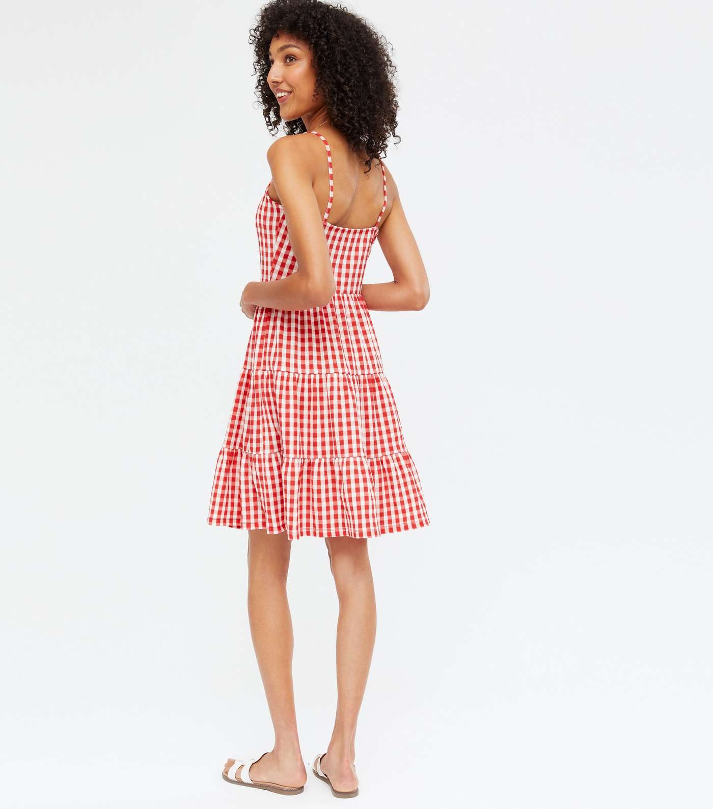 Tall Red Gingham Square Neck Mini Dress Image 4