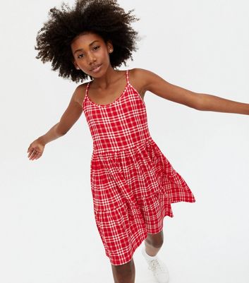 red checkered mini dress