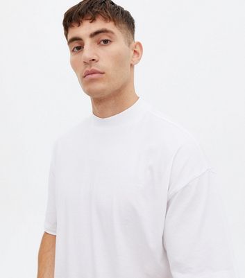 plain white high neck t shirt