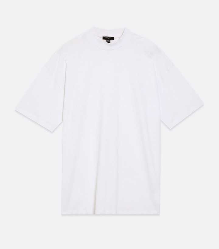New Look oversized turtle neck t-shirt in white