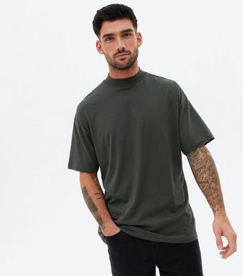 Dark Green High Neck Oversized T-Shirt 