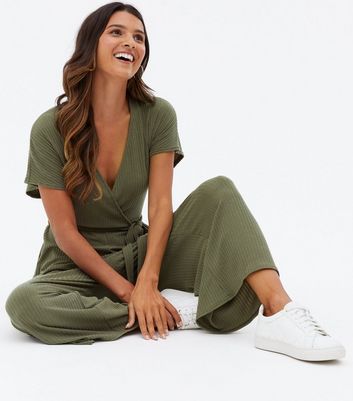 new look khaki culotte jumpsuit