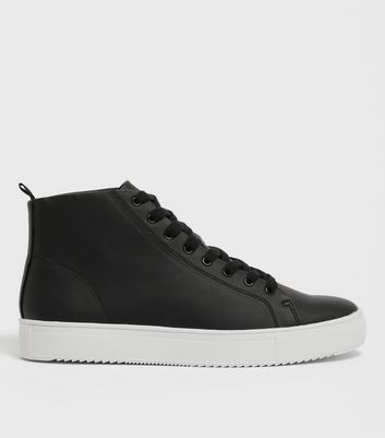 black mid top trainers