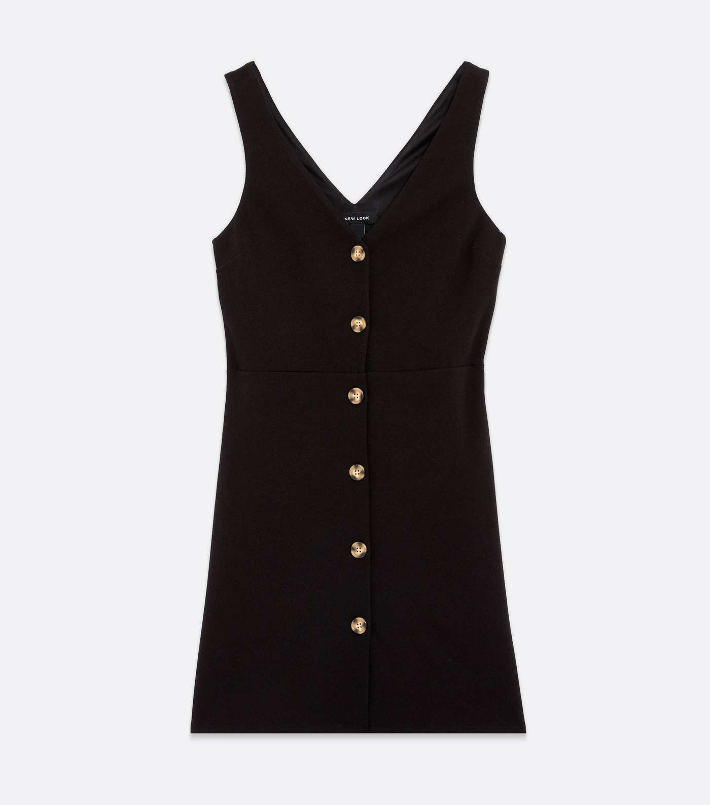 Black Scuba Button Pinafore Dress Image 5