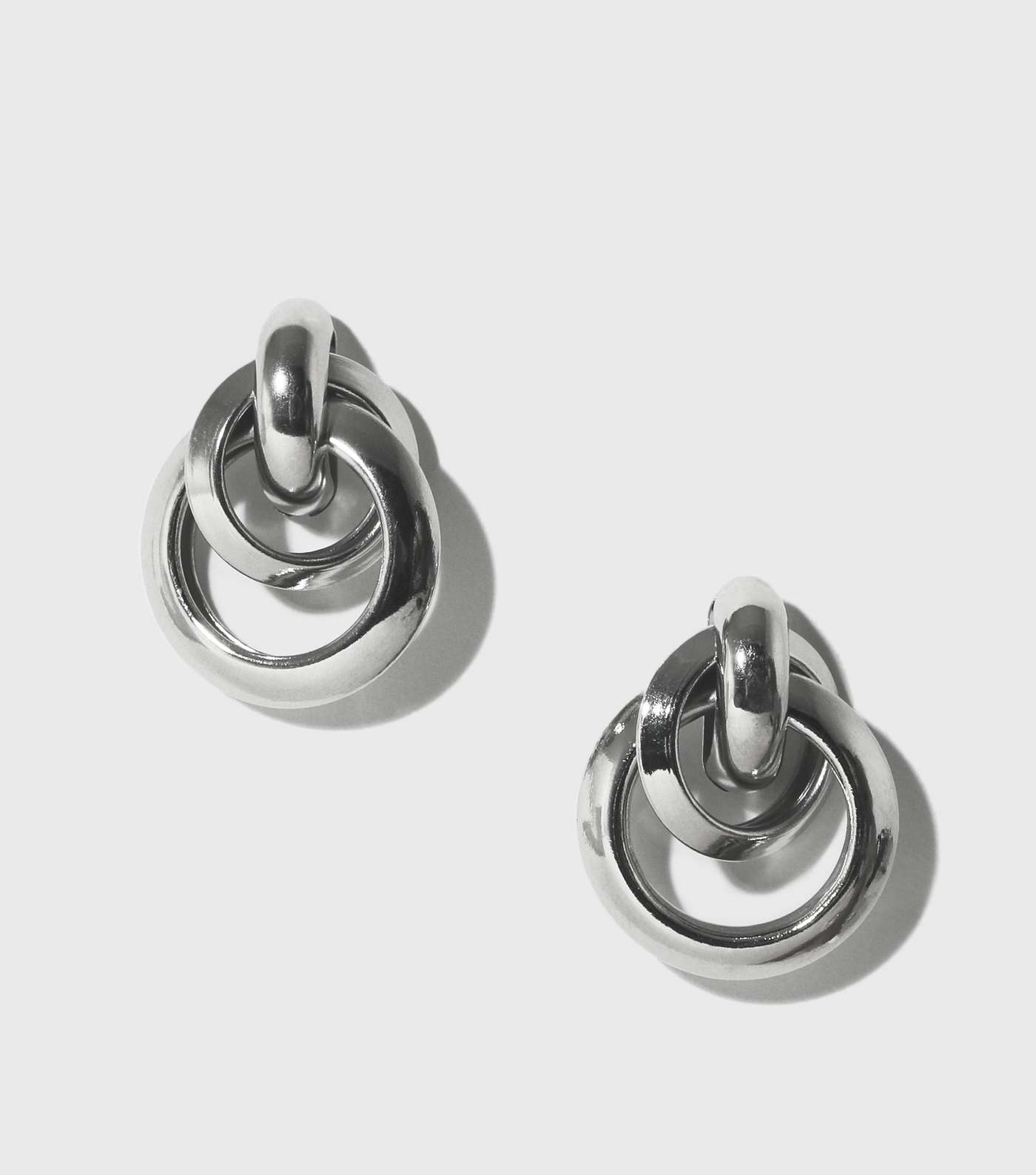 Silver Triple Hoop Mini Doorknocker Earrings Image 2