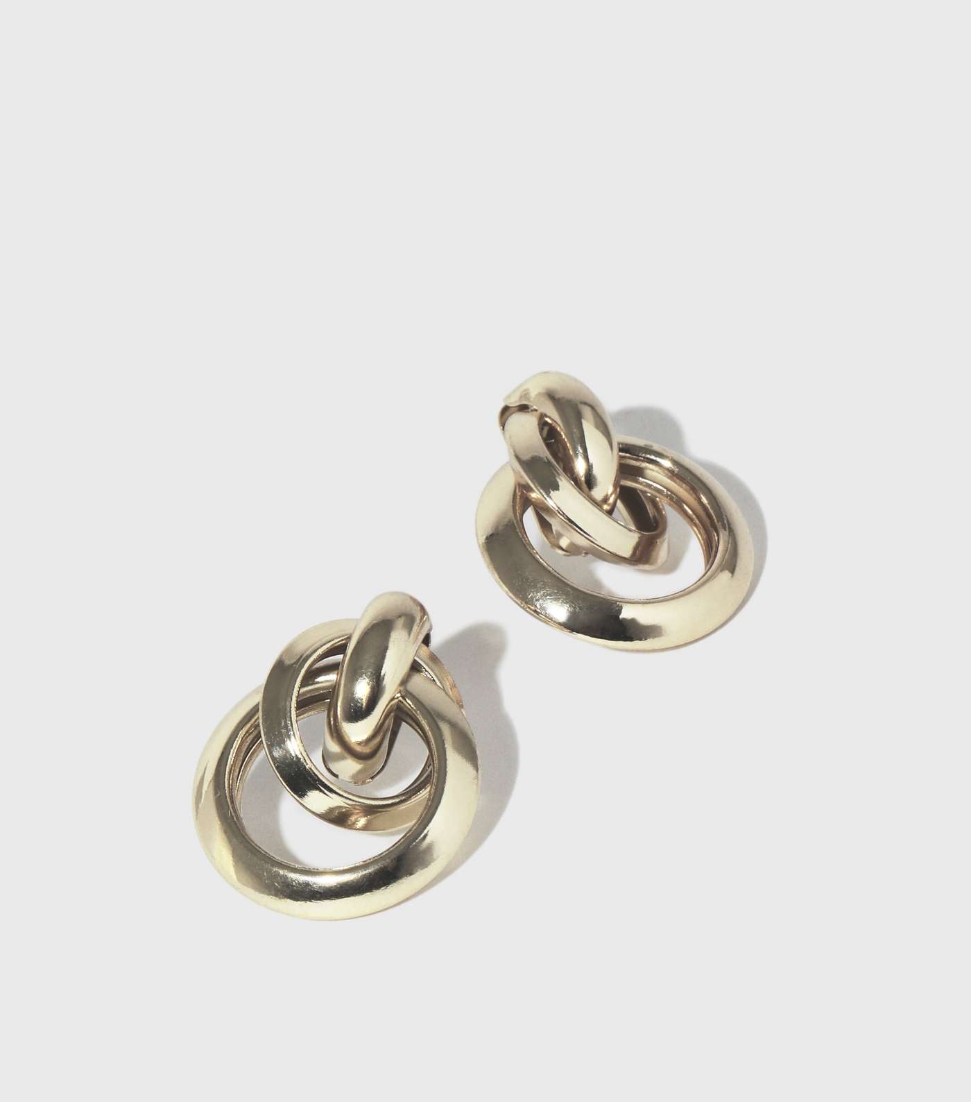 Gold Triple Hoop Mini Doorknocker Earrings Image 2