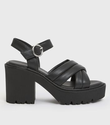 Cross Strap Chunky Block Heel Sandals 