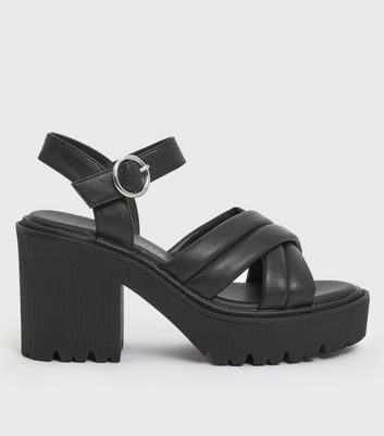 Black Patent Strappy Stiletto Heel Sandals | New Look