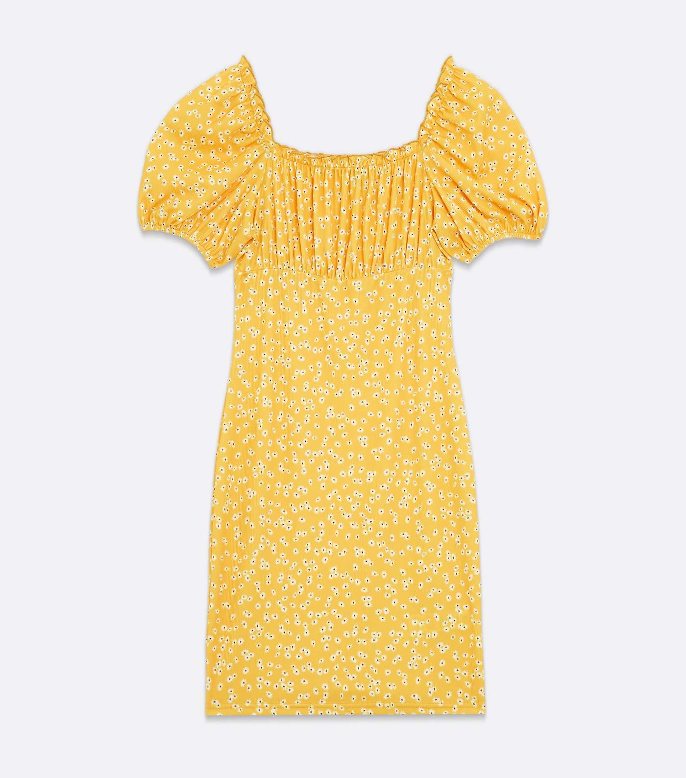 Girls Yellow Ditsy Floral Ruched Mini Dress Image 5