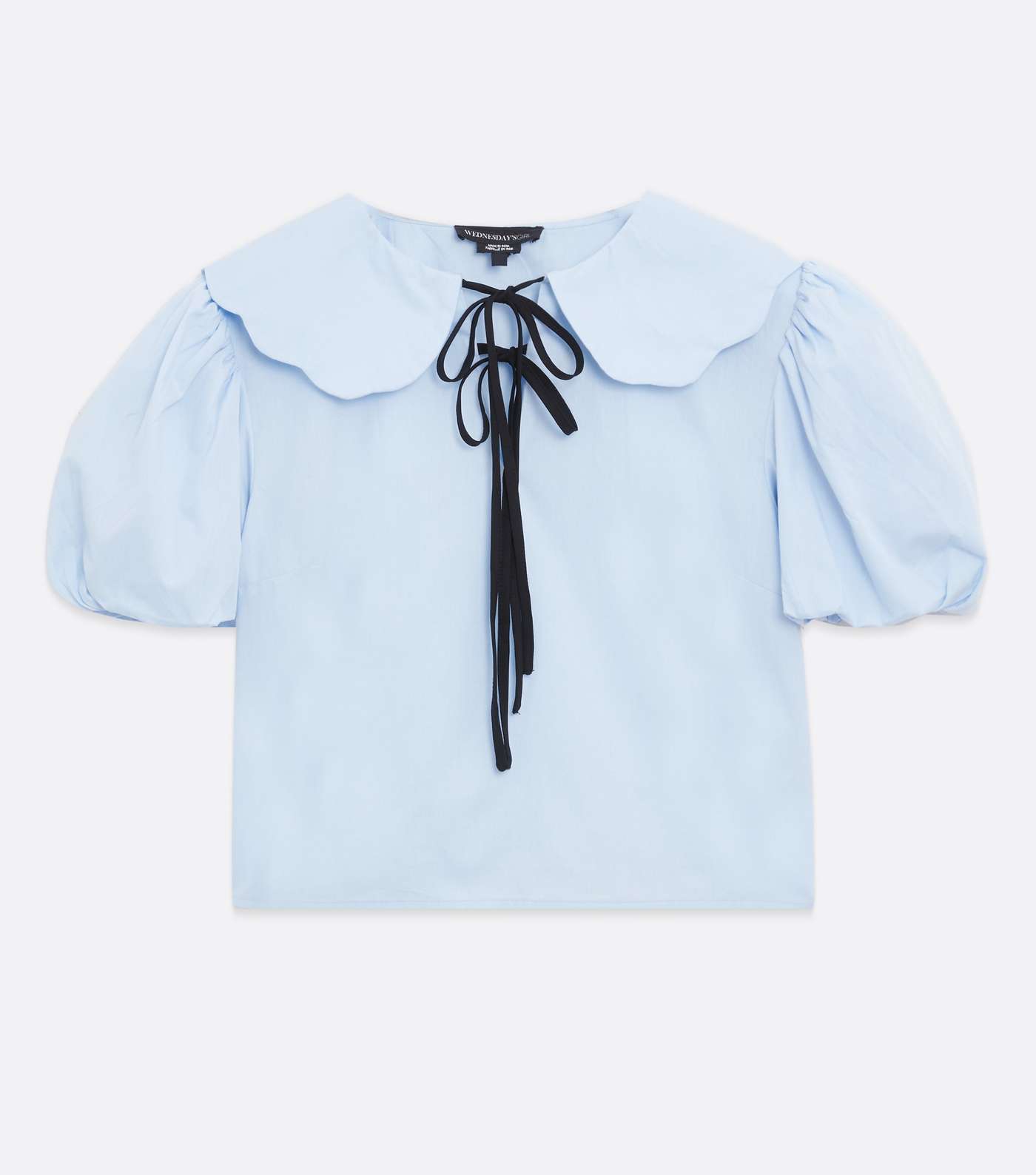 Wednesday's Girl Pale Blue Frill Collar Tie Blouse Image 5