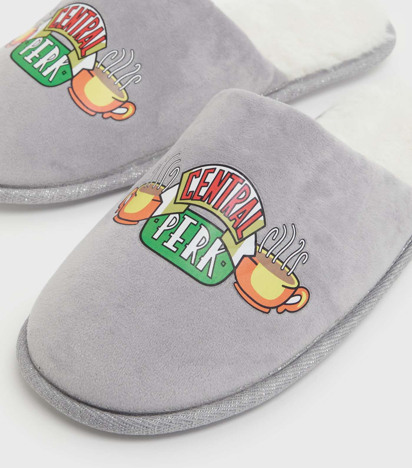 Girls Grey Friends Central Perk Logo Mule Slippers Image 4