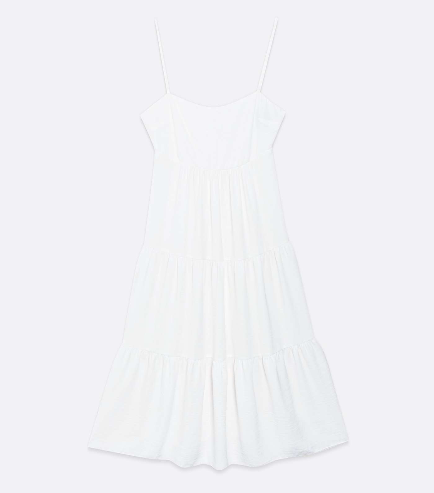 White Tie Back Square Neck Tiered Midi Dress Image 5