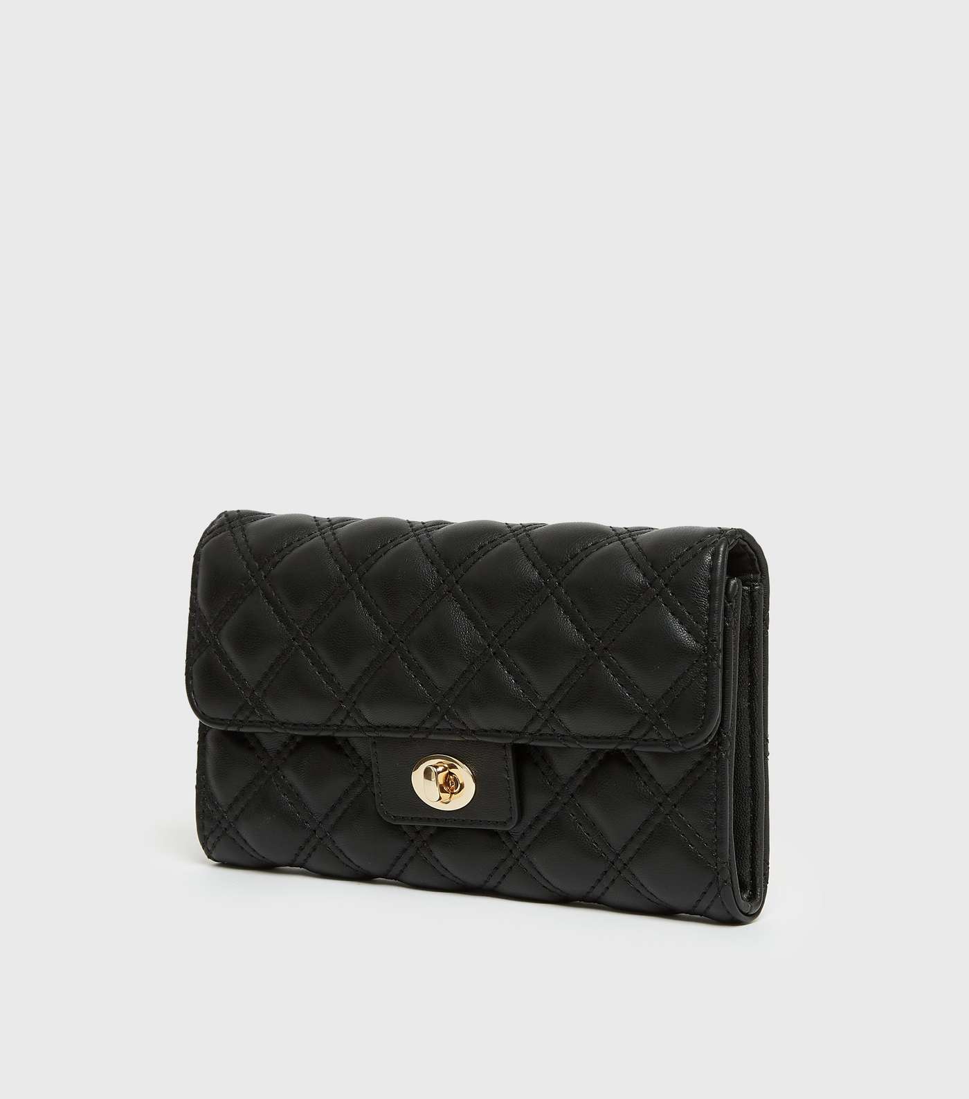Black Quilted Leather-Look Purse