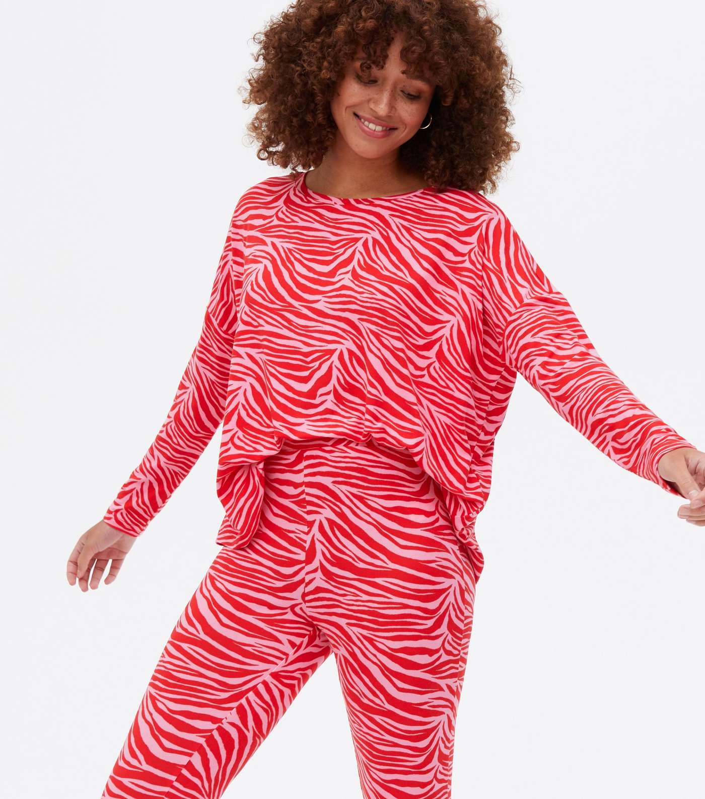 Red Zebra Print Soft Touch Legging Pyjama Set Image 2