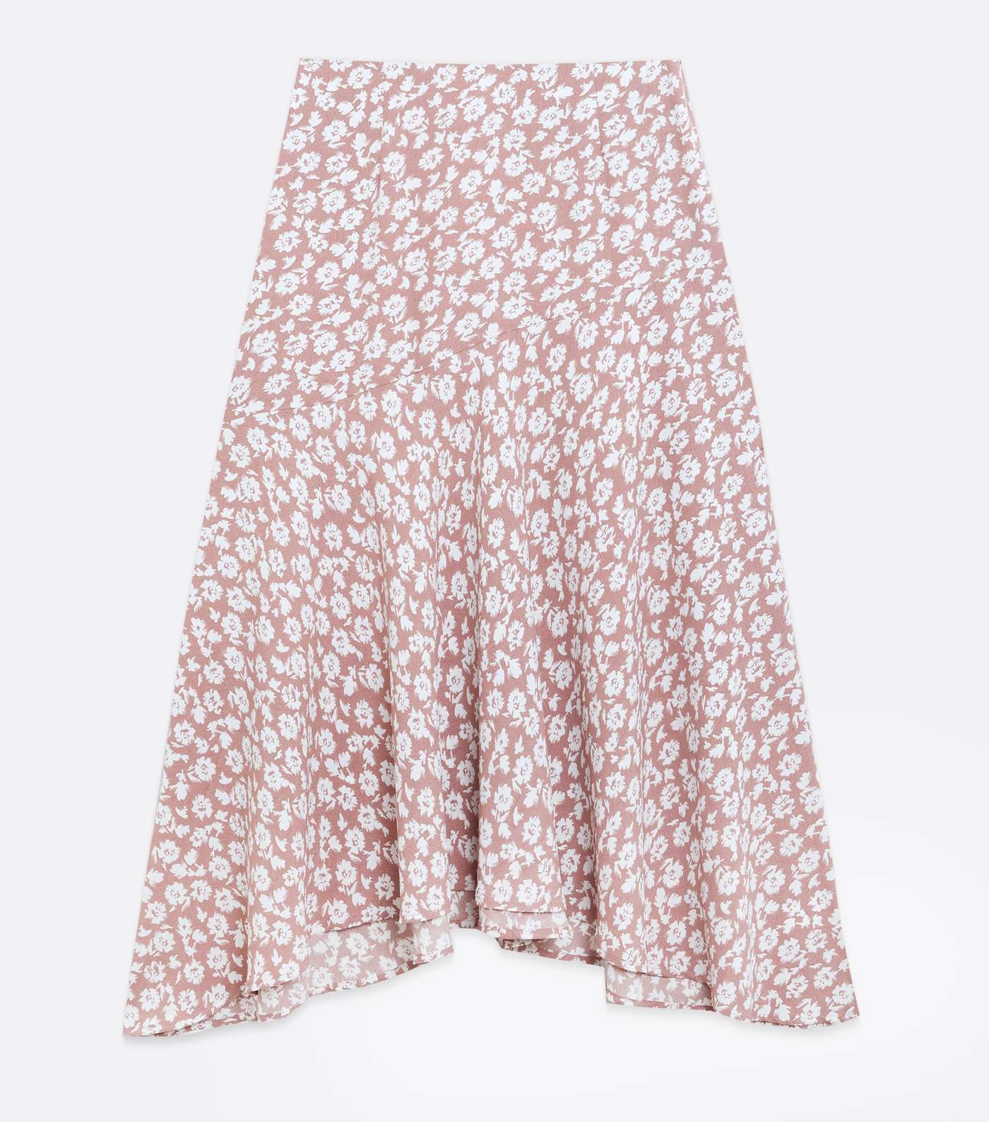 Blue Vanilla Pink Floral Asymmetric Hem Midi Skirt Image 5