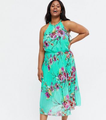 turquoise halter neck dress