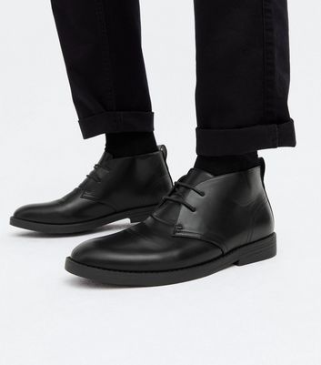 Mens black leather store desert boots uk