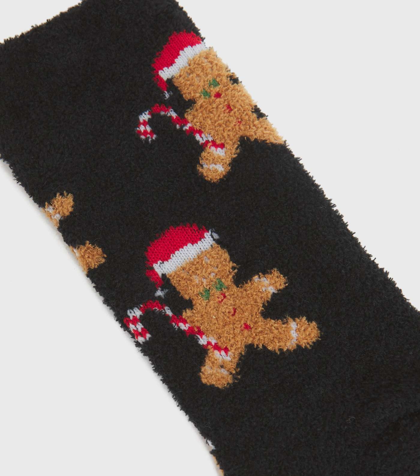 Black Christmas Gingerbread Fluffy Socks Image 2