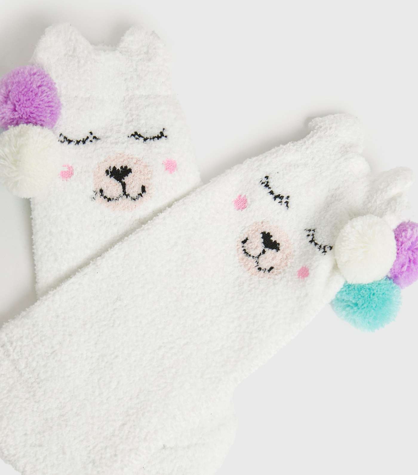 White Llama Fluffy Socks Image 2