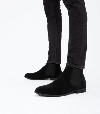 shop for Men's Black Suedette Round Toe Chelsea Boots New Look at Shopo