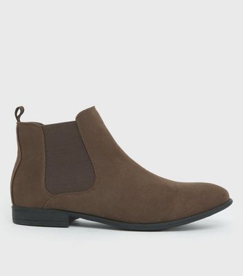 shop for Men's Dark Brown Suedette Round Toe Chelsea Boots New Look at Shopo