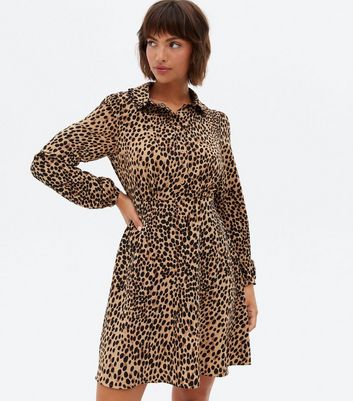 missguided leopard print shirt dress