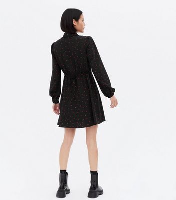 Click to view product details and reviews for Black Spot Frill Collar Mini Shirt Dress New Look.