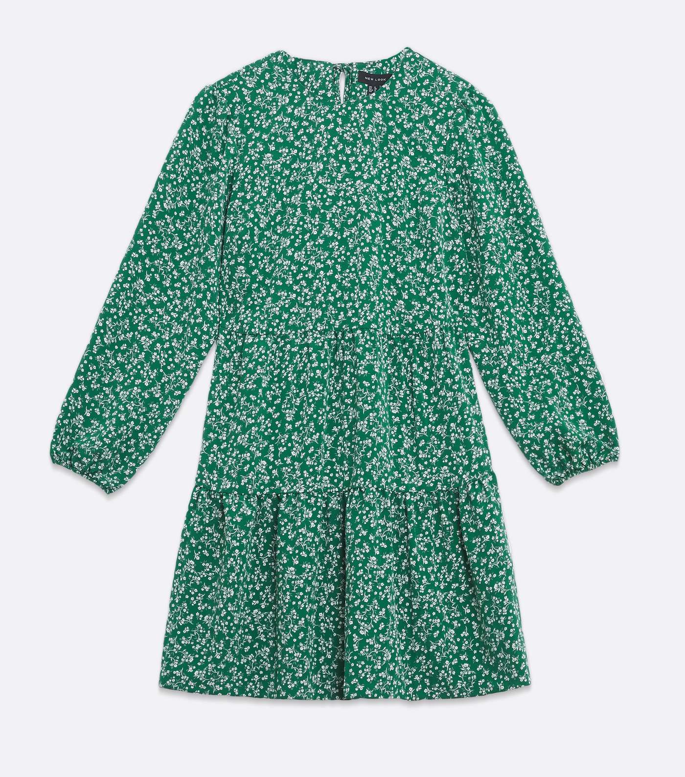 Green Floral Tiered Mini Oversized Smock Dress Image 5