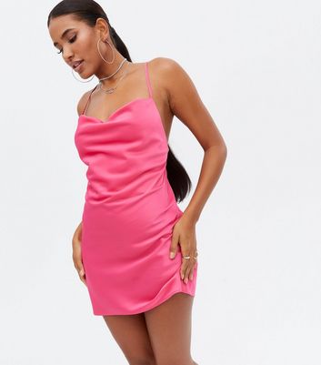 Missguided pink satin dress sale