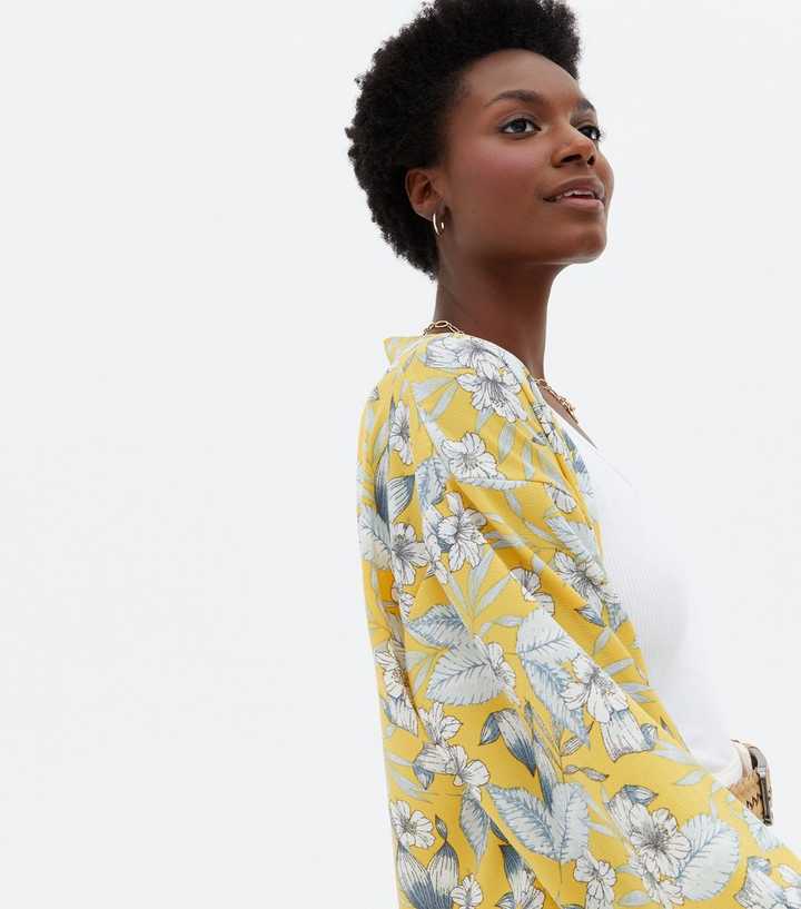 Yellow Floral Long Kimono | New Look