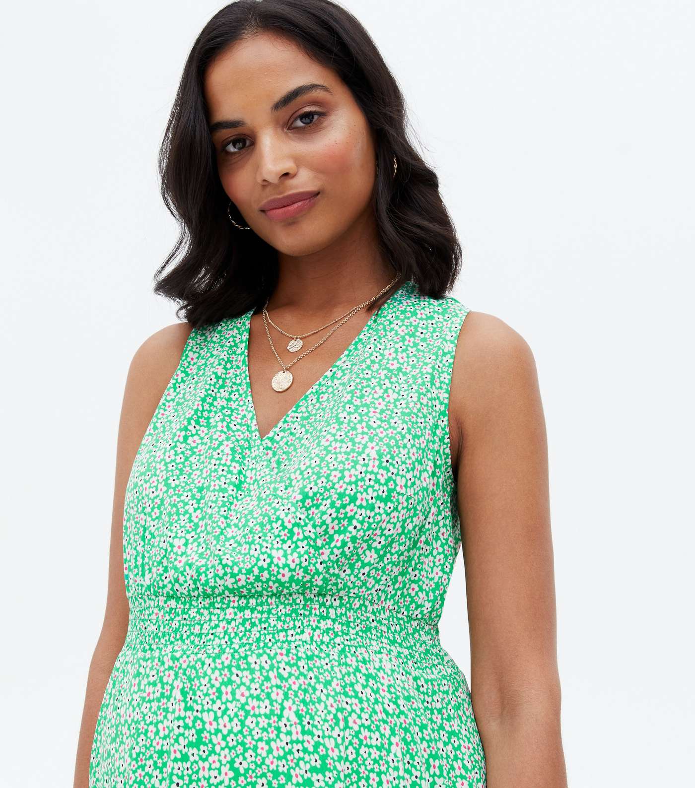 Maternity Green Ditsy Floral Wrap Dress Image 3