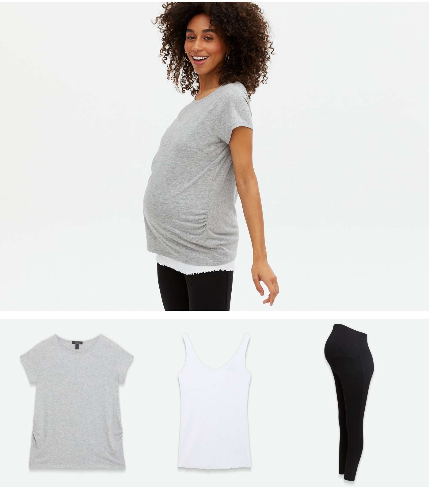 Maternity 3 Pack Grey T-Shirt Vest and Leggings Set