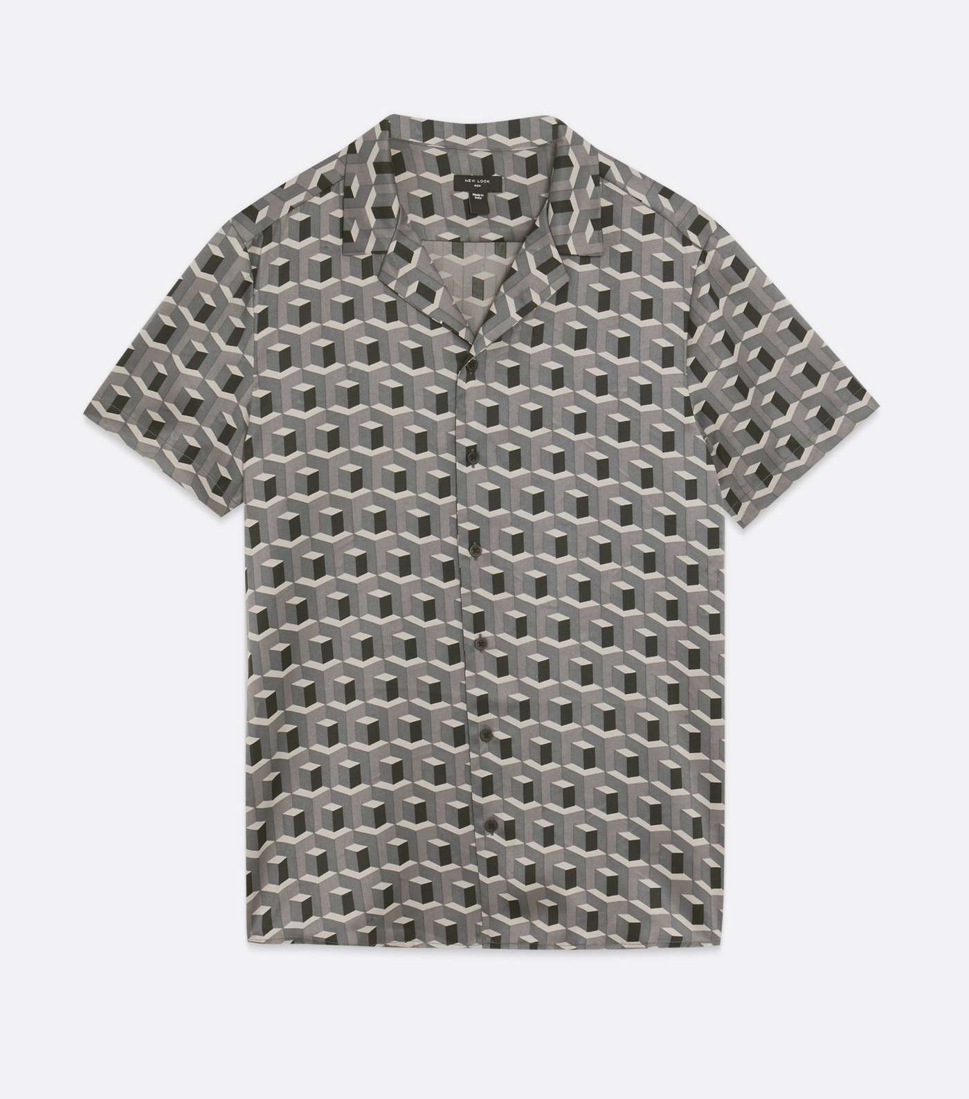 Grey Geometric Short Sleeve Shirt Image 5
