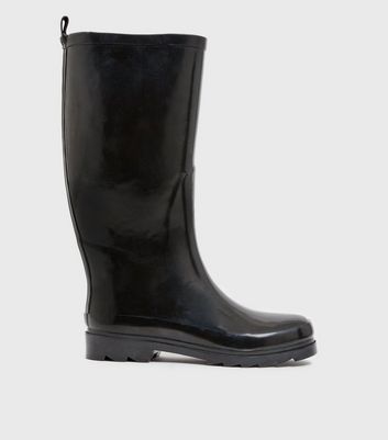 Click to view product details and reviews for Black Patent Knee High Wellington Boots New Look Vegan.
