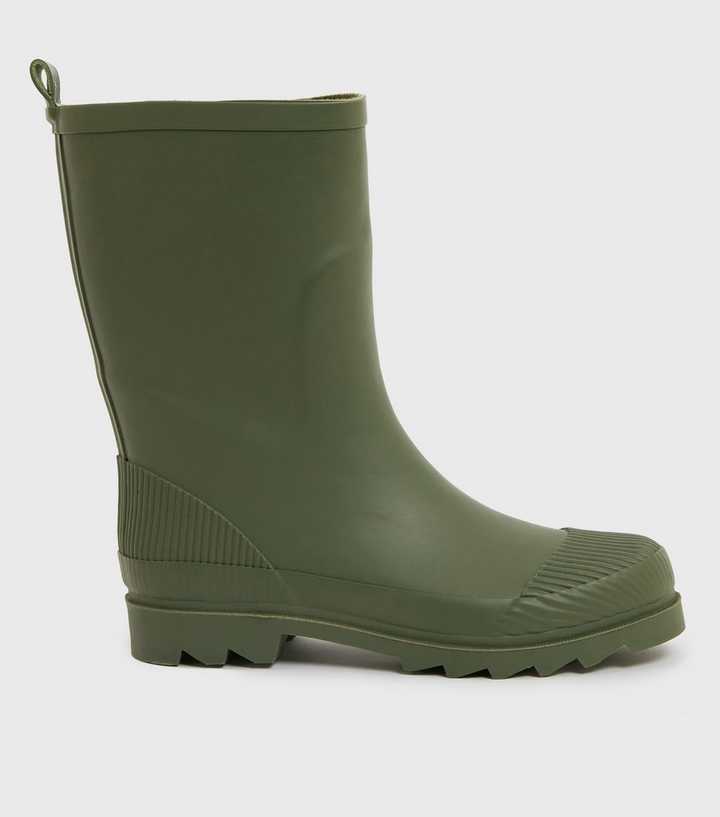 Khaki Mid Calf Wellington Boots