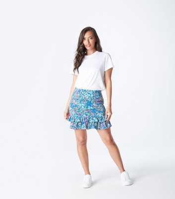 Urban Bliss Blue Floral Ruffle Tiered Mini Skirt
