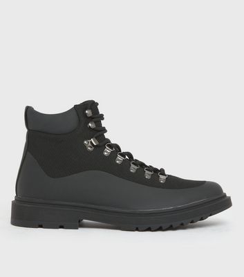 Click to view product details and reviews for Mens Black Textured Lace Up Hiker Boots New Look.