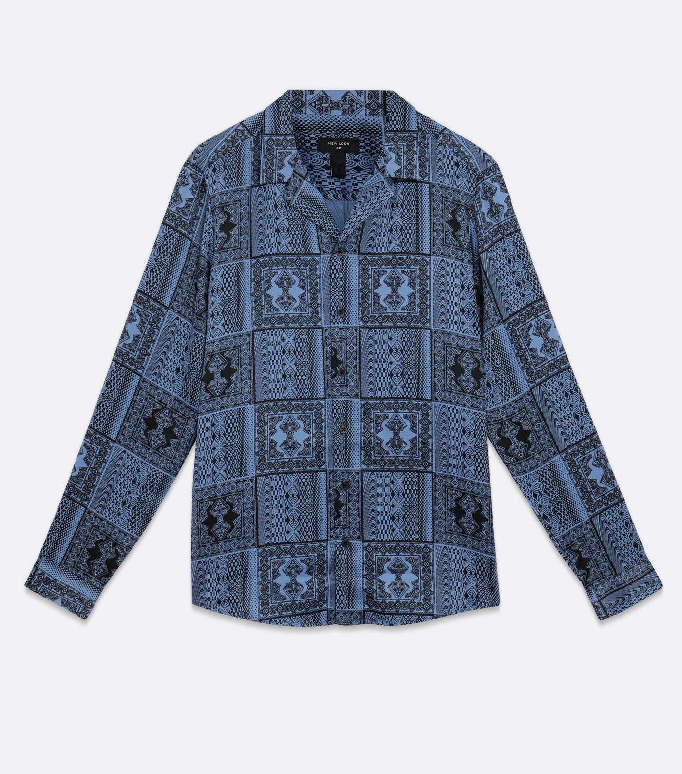 Blue Bandana Print Satin Long Sleeve Shirt Image 5