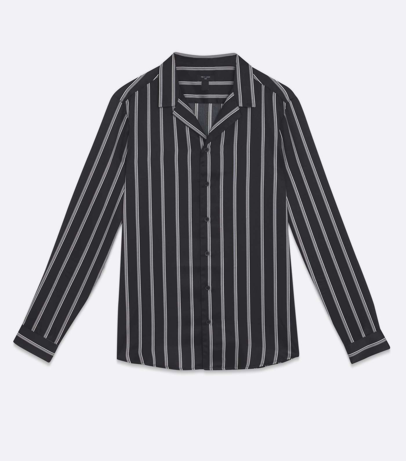 Black Stripe Satin Long Sleeve Shirt Image 5