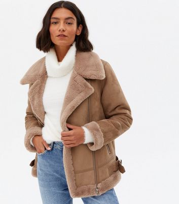 faux suede aviator jacket